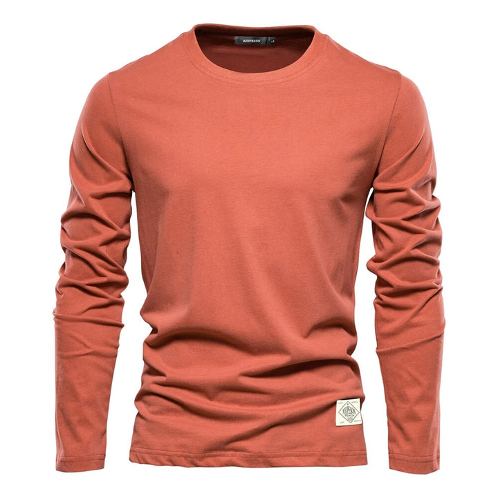 Herr t-shirt med lång ärm i klassisk passform. Stilren o-ringad design för en bekväm vardagsoutfit.