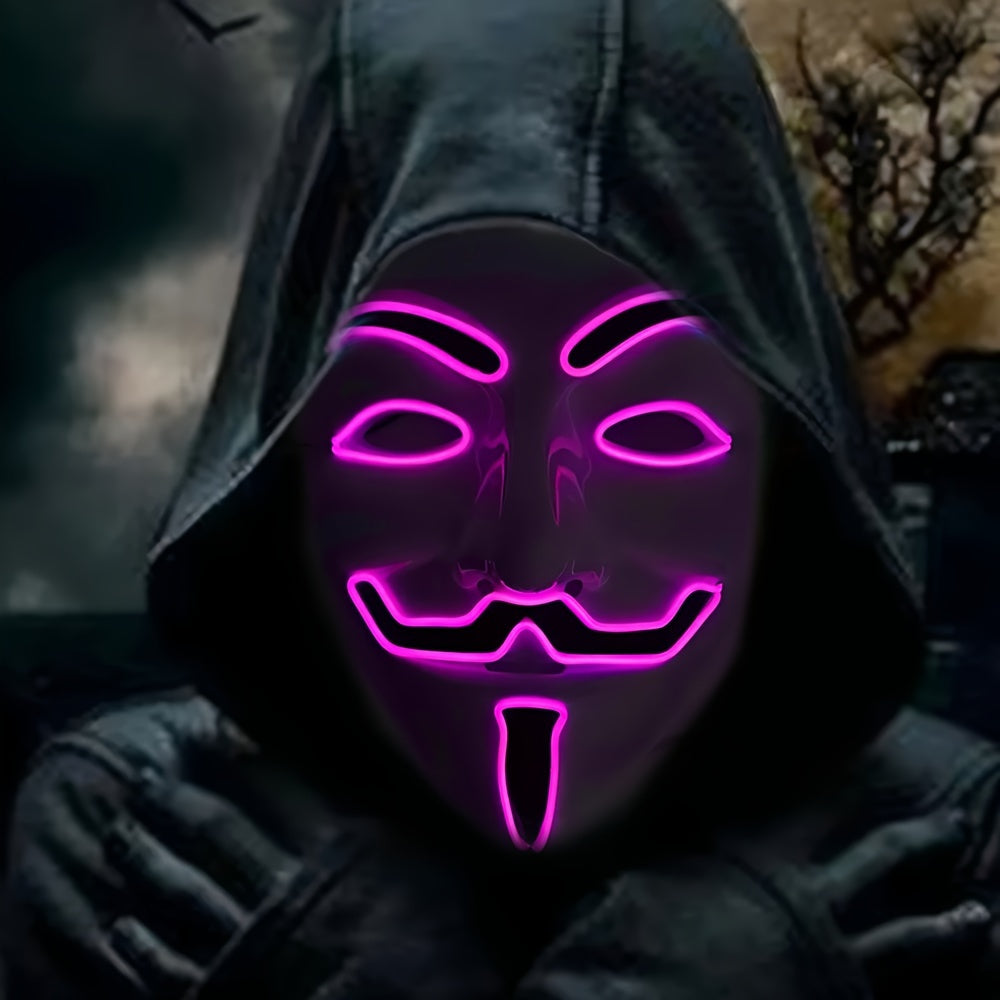 Modern LED-mask för Halloween, anonym och glödande för en unik cosplay-look.