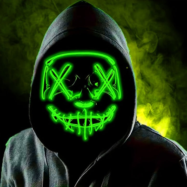 Herr LED Halloween-mask med lysande effekt, perfekt för en anonym utklädnad.