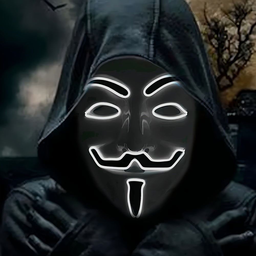 Herr LED-mask för utklädnad, glödande och anonym, perfekt för Halloween.