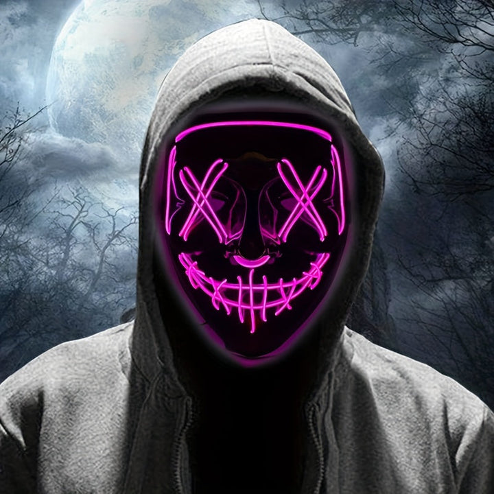 Lysande LED Halloween-mask, anonym design, idealisk för en minnesvärd fest.