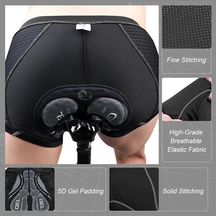 Svarta herr cykelshorts med avancerad 5D gelvaddering, designade för långa turer och krävande MTB.