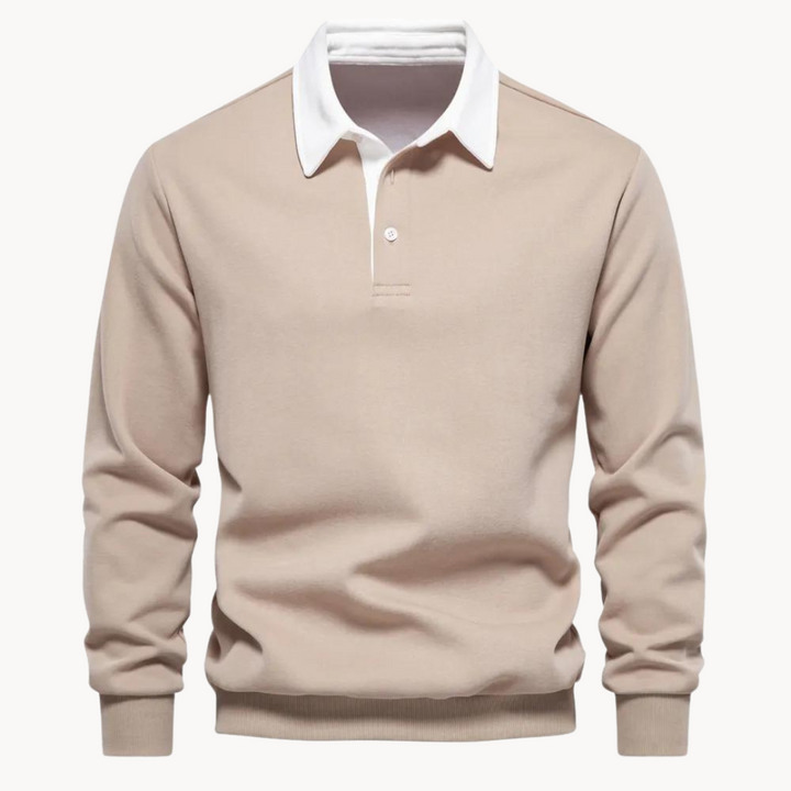 Avslappnad herrpolo sweatshirt i mjukt material. Bekväm och snygg för varje dag.