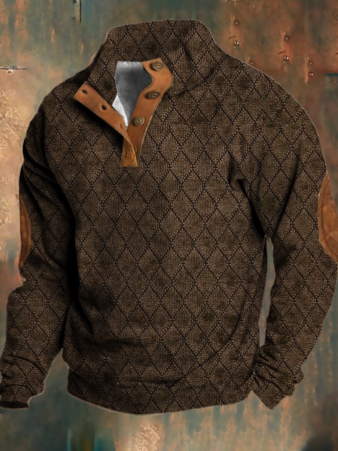 Grön retro fleece herrtröja med komfortabel passform, perfekt för casual stil och alla tillfällen.