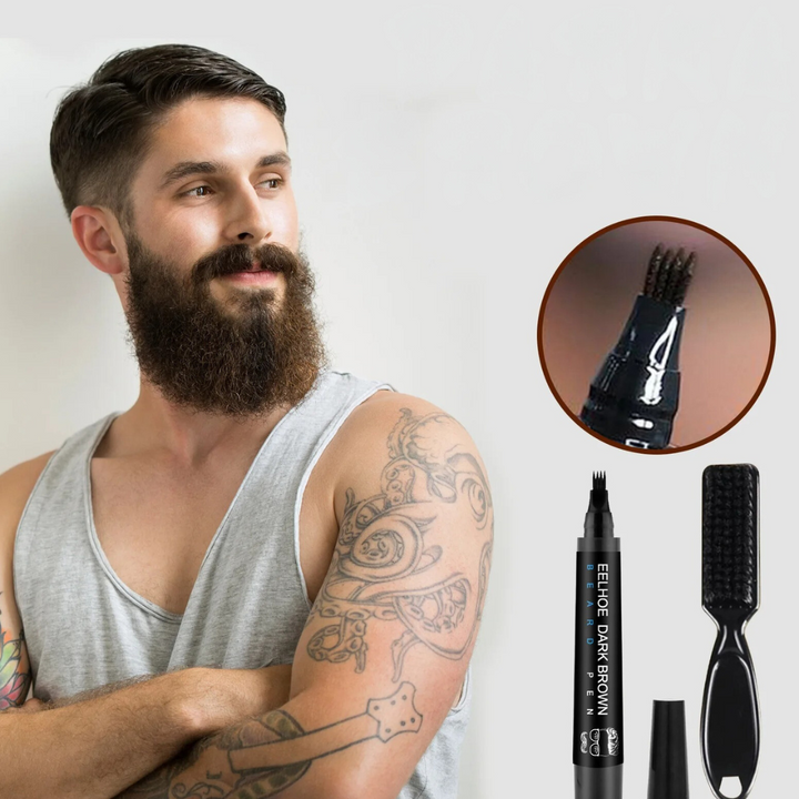 Vattenfast skäggpenna för definierade linjer. Fyller ut skägg för en tätare och mer komplett look.