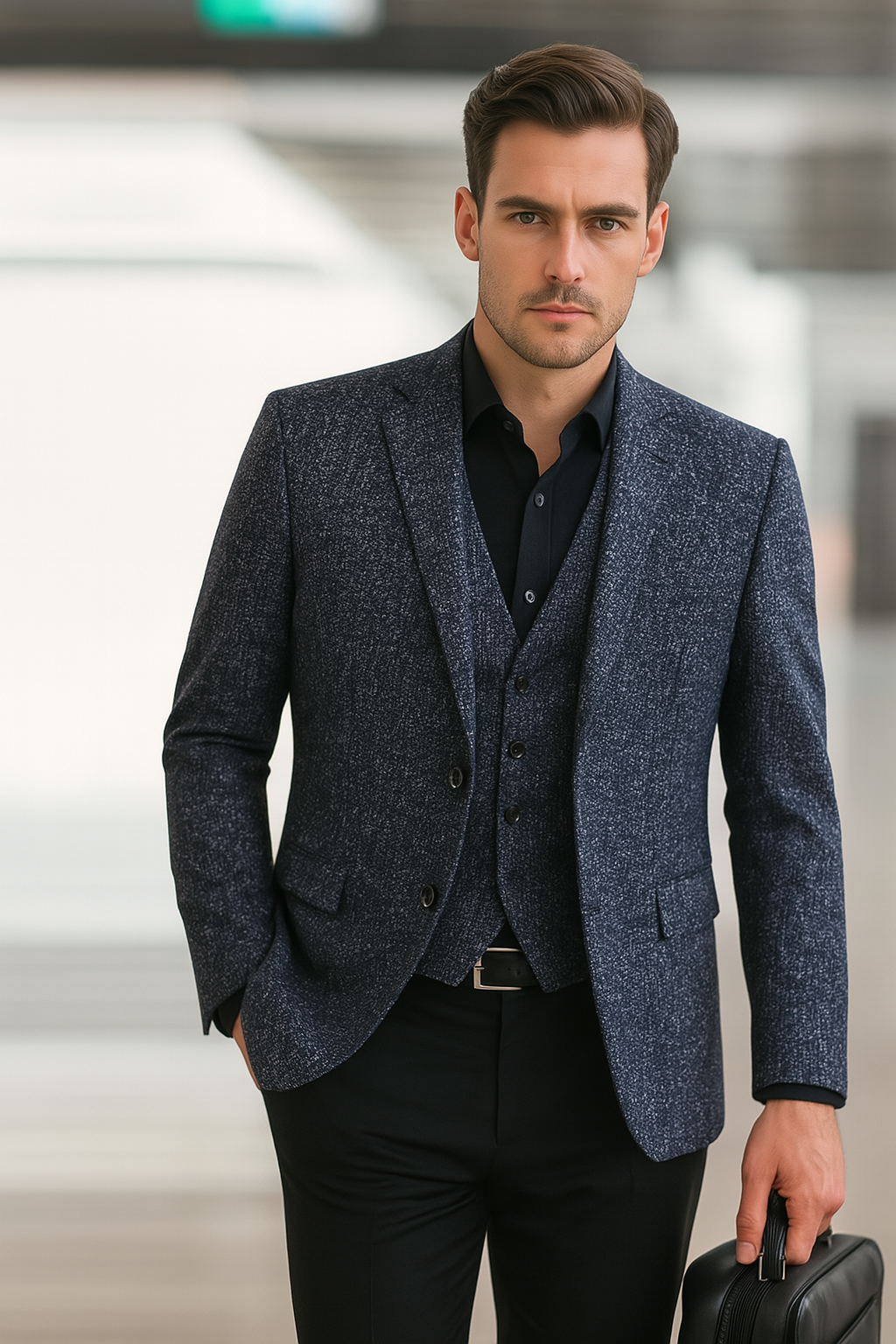 Elegant herrkavaj i slim fit, perfekt för affärsstil. Mångsidig blazerjacka för en sofistikerad look.