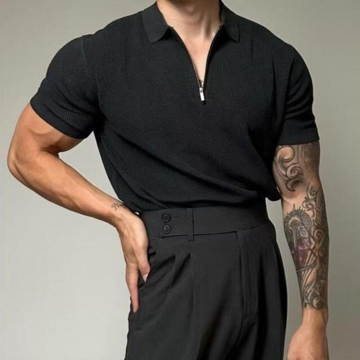 Slim fit herr muskeltröja med dragkedja. Perfekt träningskläder för gymmet, aktiviteter och vardagsbruk.