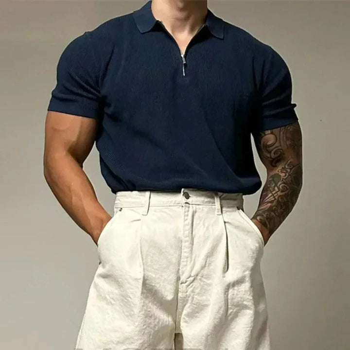 Herr gymkläder: slim fit muskeltröja med dragkedja. Optimal för träning, sport och modern vardagsstil.