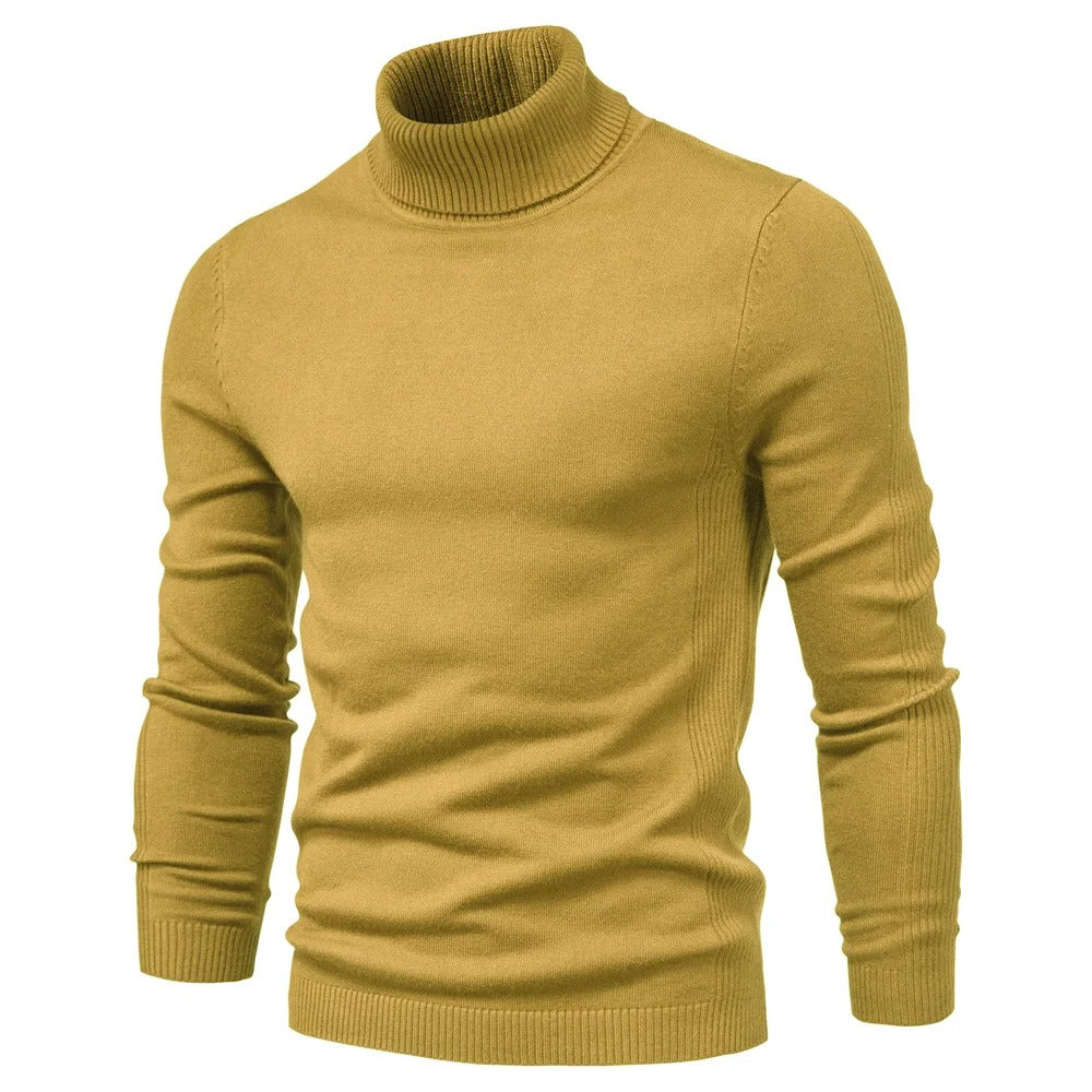 Herr slim fit polotröja i vinröd, en varm stickad tröja idealisk för höstmode.