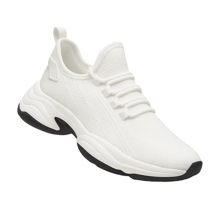 Eleganta vita herr sneakers med dold höjd för en längre look. Perfekt för stil & ökat självförtroende.