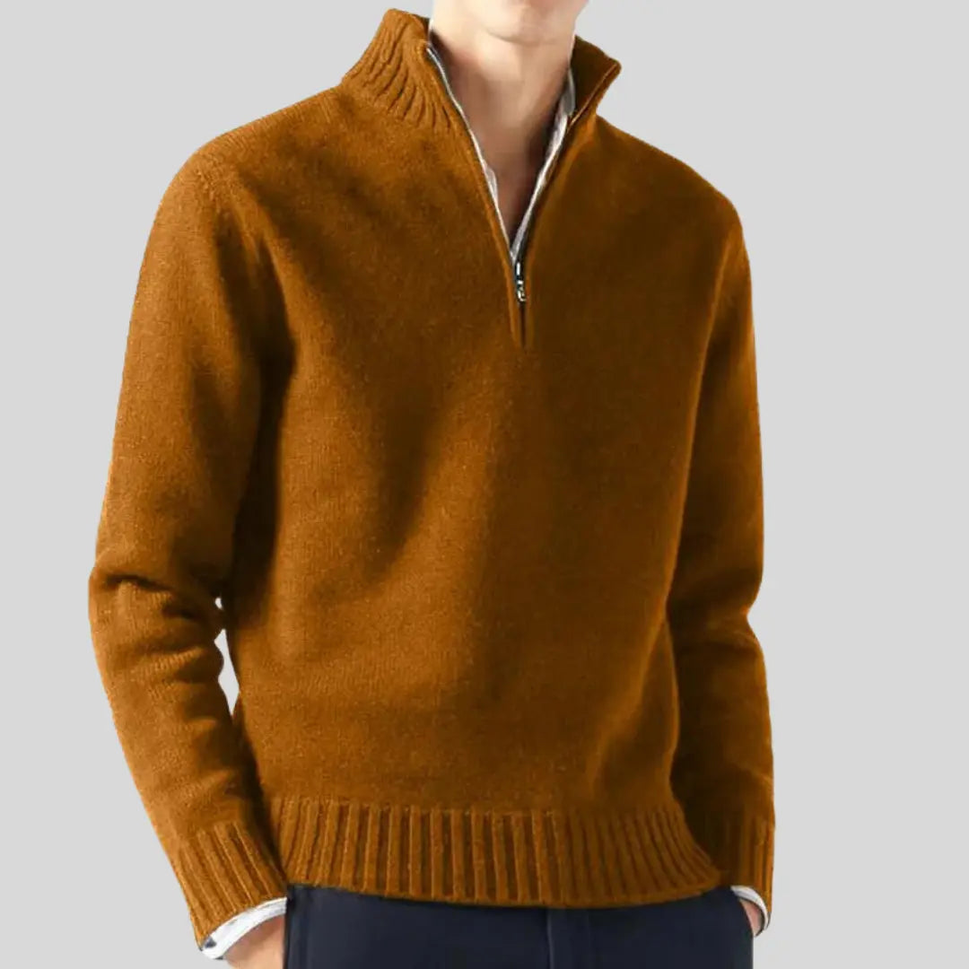 Elegant casual herrtröja med halv-zip och praktisk bröstficka. Mångsidigt vardagsplagg.