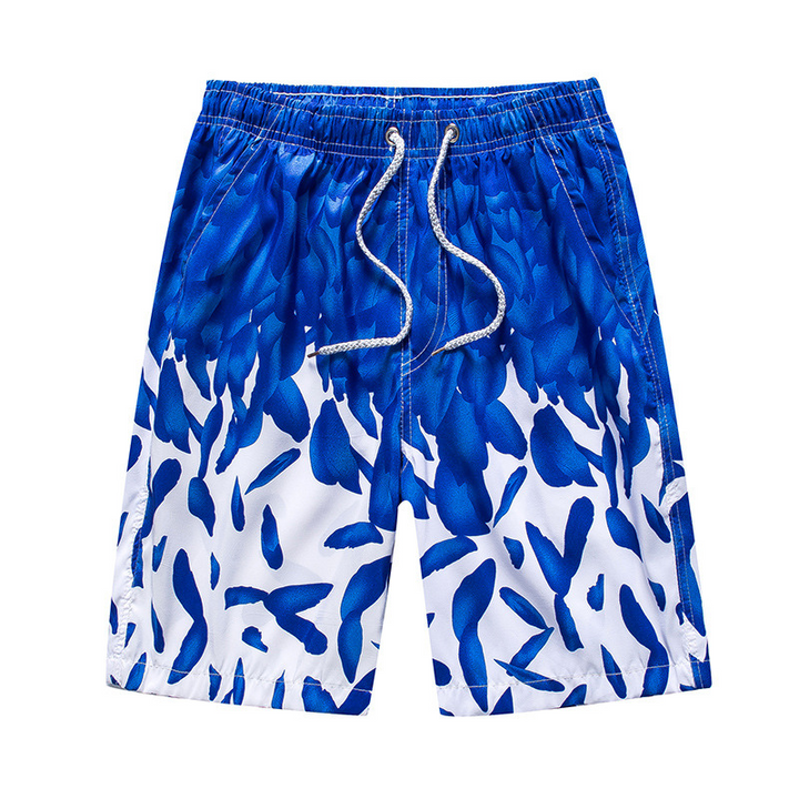 Bekväma tryckta herr strandshorts, idealiska badshorts för semester, pool och strand. Mångsidiga.