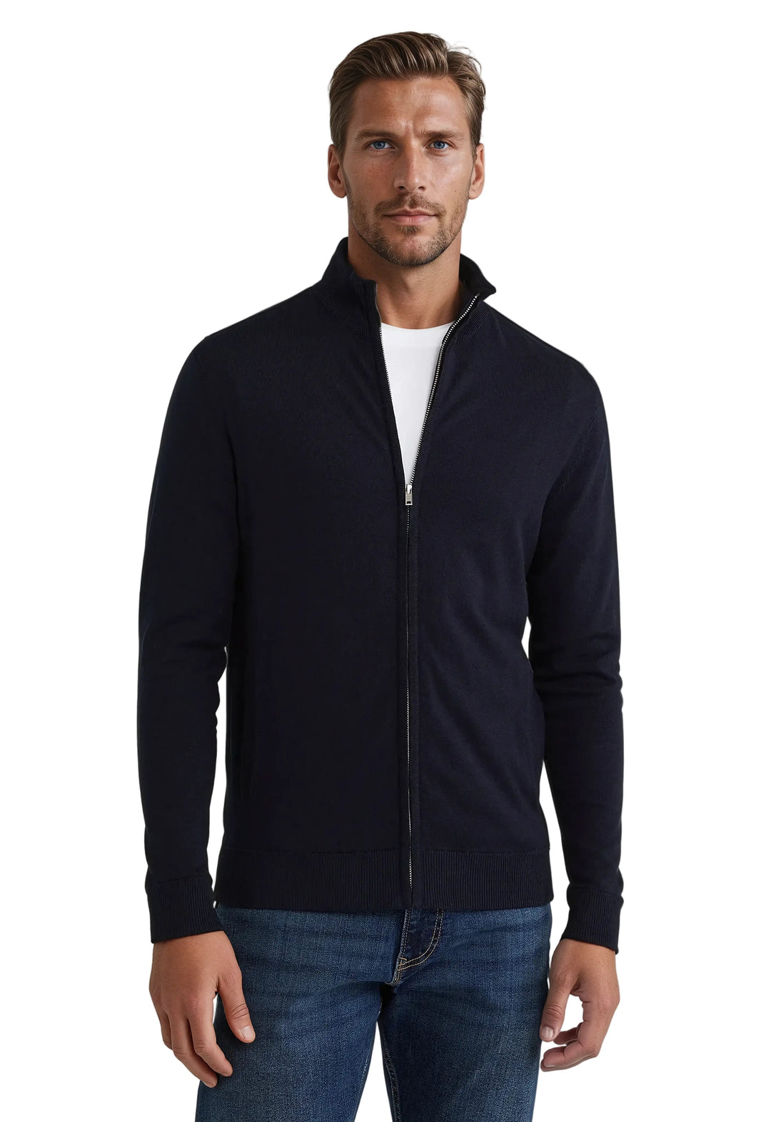 Herr sweatshirt med full dragkedja, modern design för vardagskomfort. Idealisk som lager på lager plagg.
