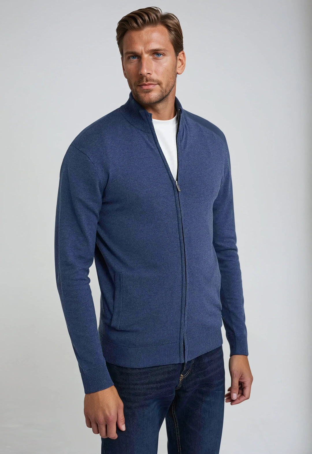 Herr sweatshirt med hel dragkedja, bekväm och modern för höst- och vårkläder. Lätt att matcha.