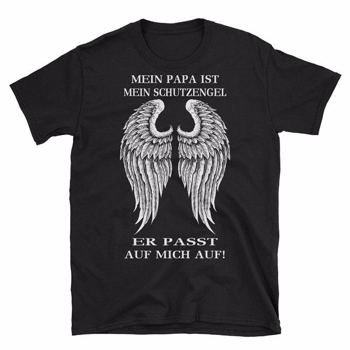 Herr T-shirt i bomull med texten 'Pappa Skyddsängel'. Perfekt present för fars dag eller som vardagsplagg.