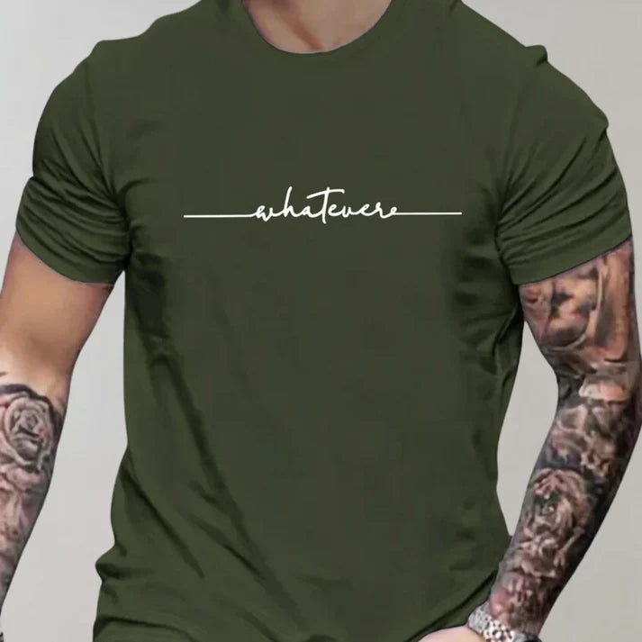 Mjuk och andningsbar herr t-shirt, bomullsblandning, rund hals, stilrent och bekvämt vardagsplagg.