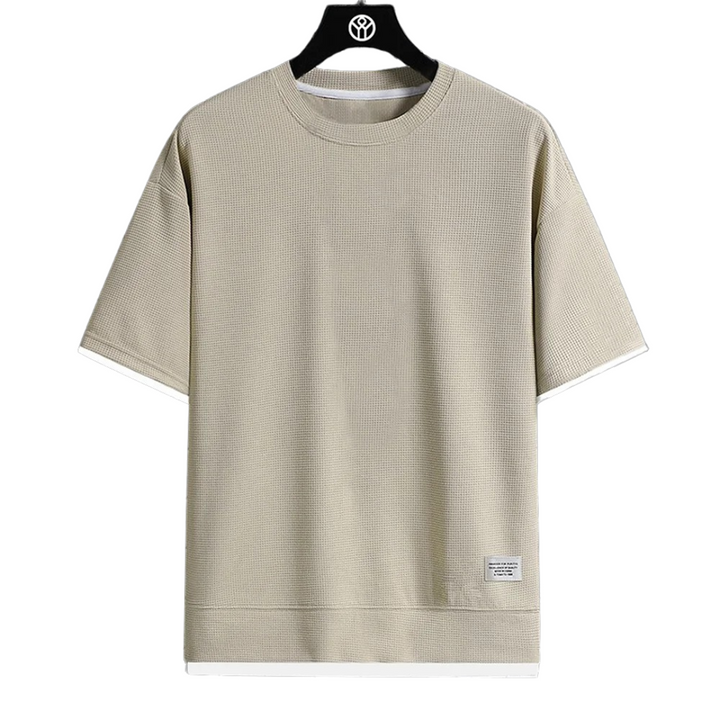 Herr t-shirt i våffelstruktur, ultimat komfort och stil för vardagen.