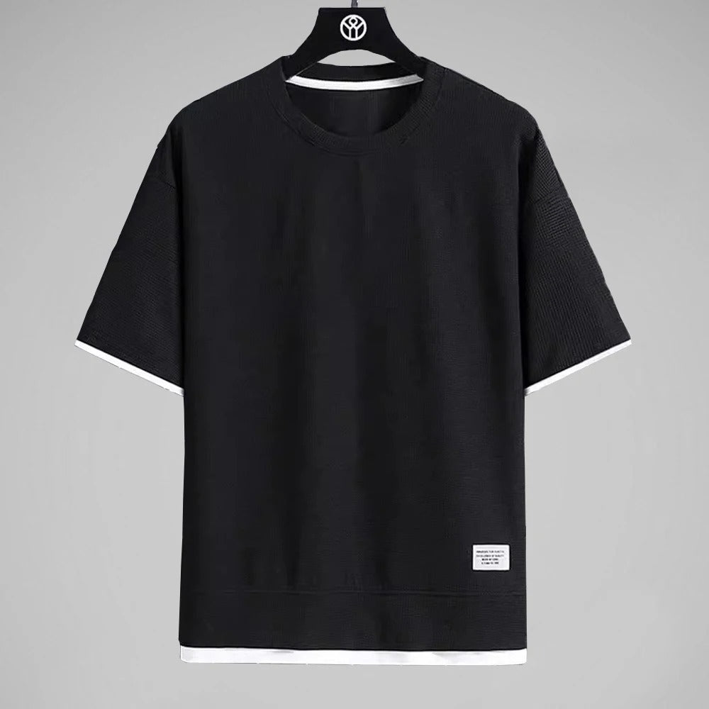 Herr våffel T-shirt, ett trendigt och komfortabelt modeplagg för den medvetne mannen.