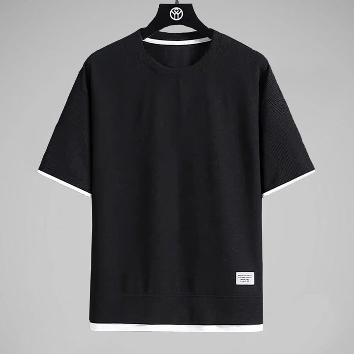 Herr våffel T-shirt, ett trendigt och komfortabelt modeplagg för den medvetne mannen.