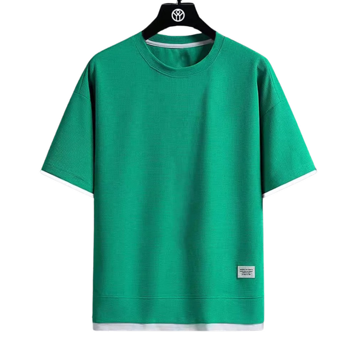 Somrig herr våffel T-shirt för avslappnade dagar, ger både stil och hög komfort.