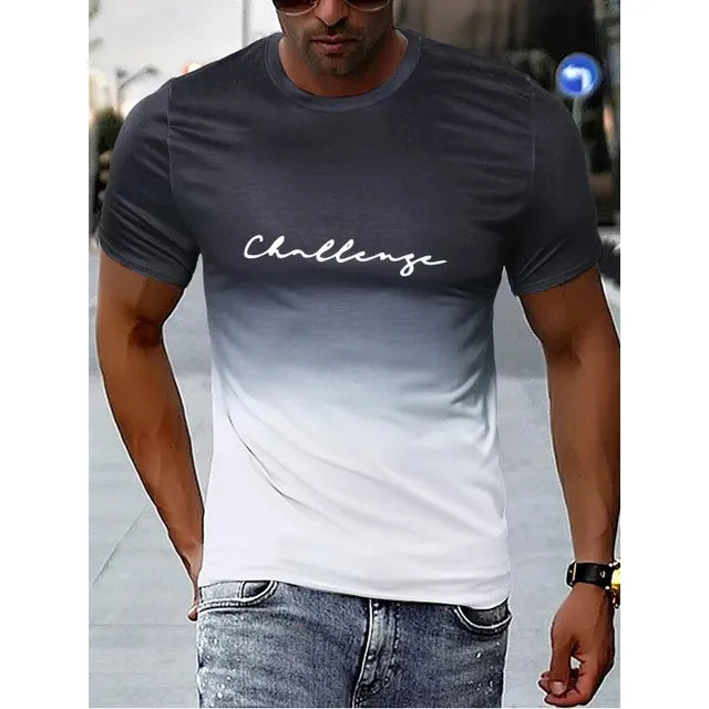 Trendig herr t-shirt med färggradient, i en vintage-inspirerad design. Bekväm retrostil.