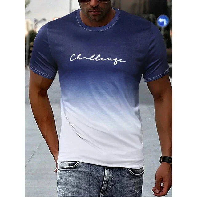 Avslappnad herr t-shirt med färggradient. Mjuk & kortärmad, perfekt för sommar & vardagsbruk.