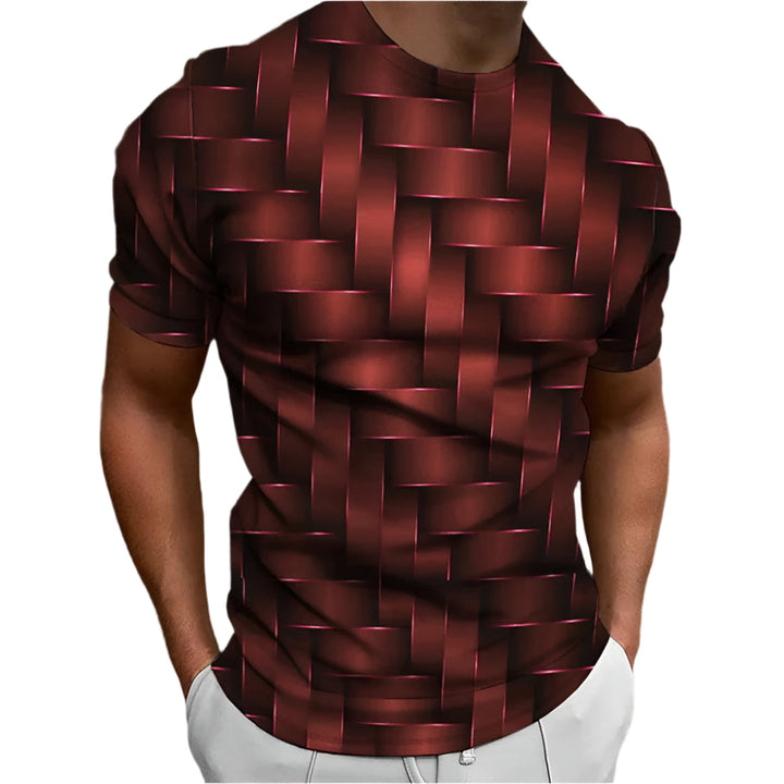 Herr t-shirt med iögonfallande geometriskt 3D-tryck. Modern kortärmad tröja för unik och avslappnad stil.