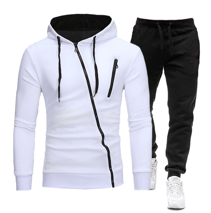 Herr träningsdress med slimfit träningsjacka & bekväma träningsbyxor i bomull/polyester för gym & fritid.