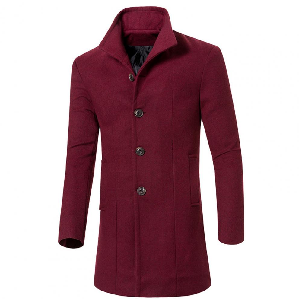 Casual herr jacka: Trenchcoat med stående krage och bälte. Bekvämt och mångsidigt ytterplagg.