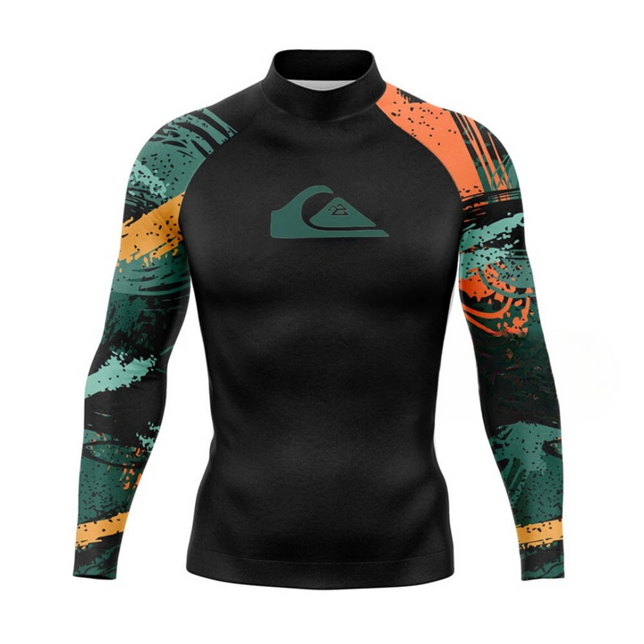 Manlig UV-skyddad rash guard, långärmad surfdräkt för simning & vattensport. Optimalt solskydd.