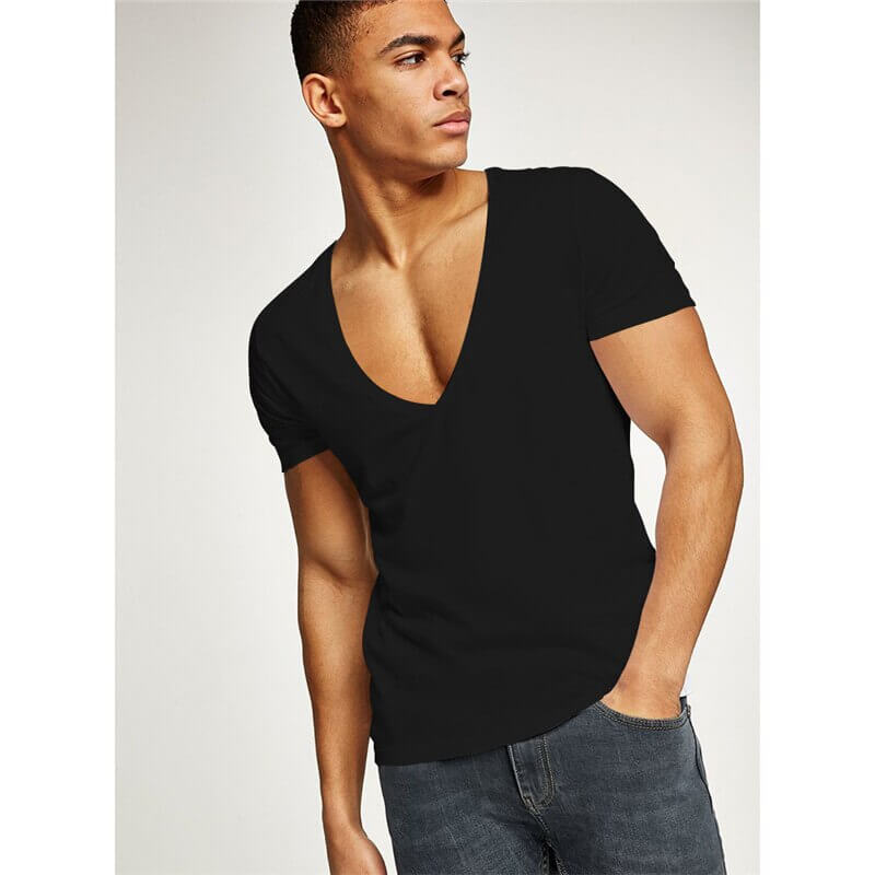 Herr V-hals t-shirt, slim fit och bekväm. Kortärmad för en stilren vardagslook.