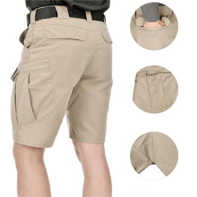 Taktiska herrshorts med vattenavvisande egenskaper, designade för friluftsliv.