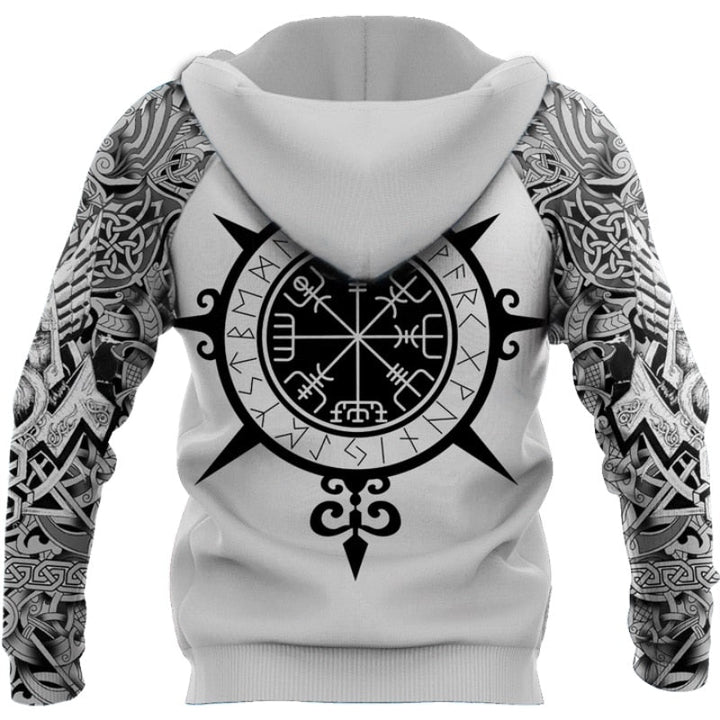 Mode för män: Svart Viking Patrone huvtröja med autentiskt vikingamönster och casual stil.