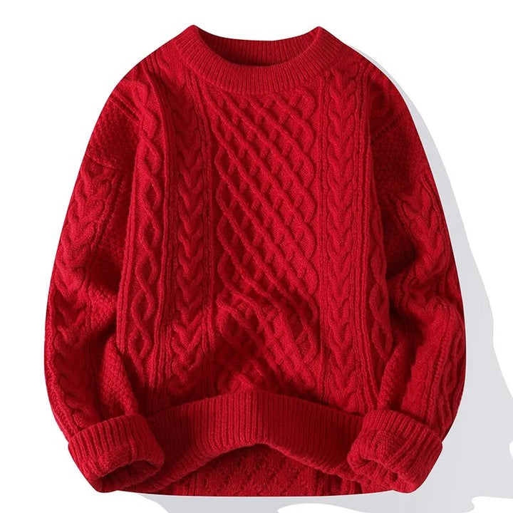 Herr vintage tröja, stickad, rund hals. Klassisk komfort och avslappnad retro stil för vintern.