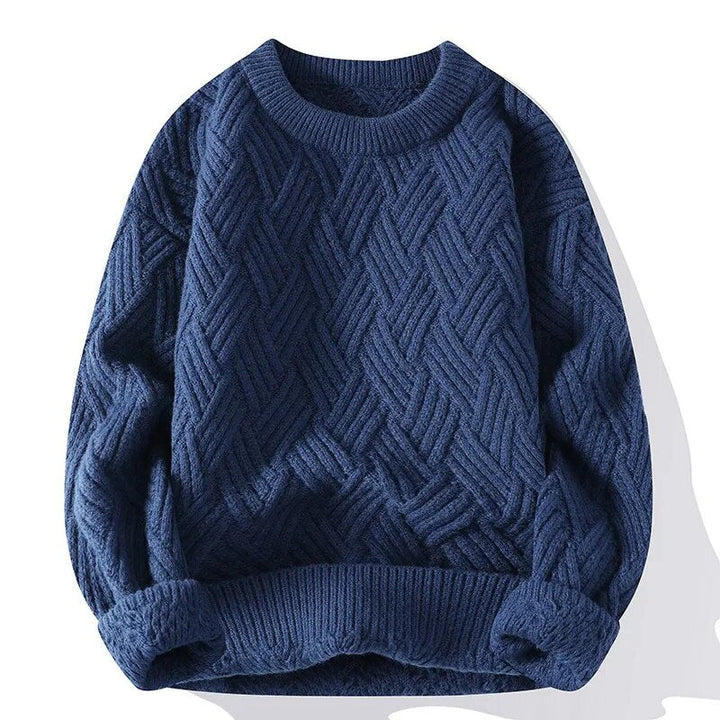 Vintermode: Herr vintage tröja med rund hals. Stickad och bekväm i retro stil för en avslappnad look.