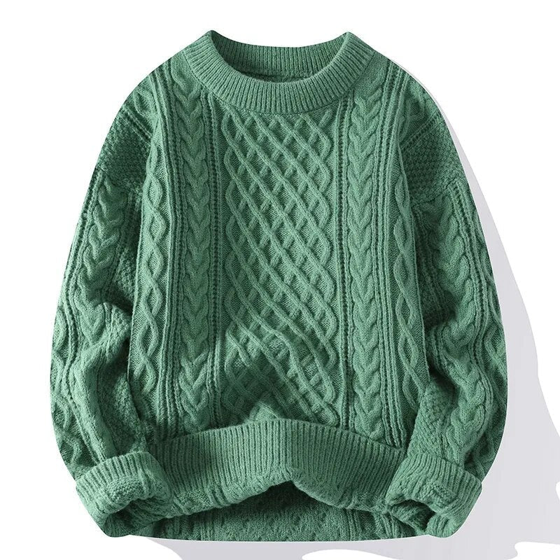 Bekväm herr vintage tröja med rund hals. Stickad design ger avslappnad passform och retro stil.