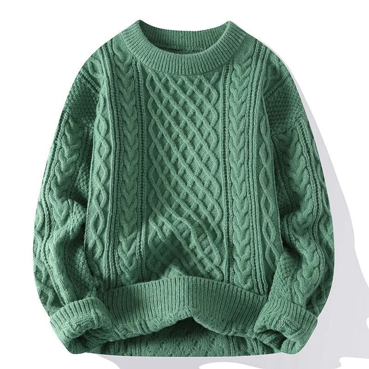 Bekväm herr vintage tröja med rund hals. Stickad design ger avslappnad passform och retro stil.