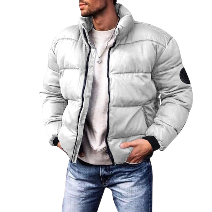 Herr vinterpufferjacka, isolerad & varm för kallt väder. Modern urban stil med avslappnad passform.