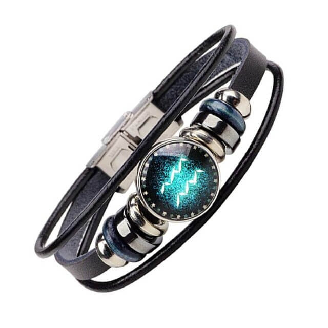 Herrarmband konstläder med detaljerad zodiak charm, ett snyggt tillbehör för alla tillfällen.