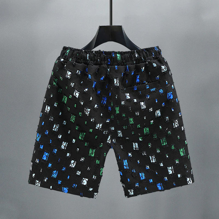 Casual sommarshorts för män, färgglada slitna jeansshorts perfekta för festivaler och vardag.
