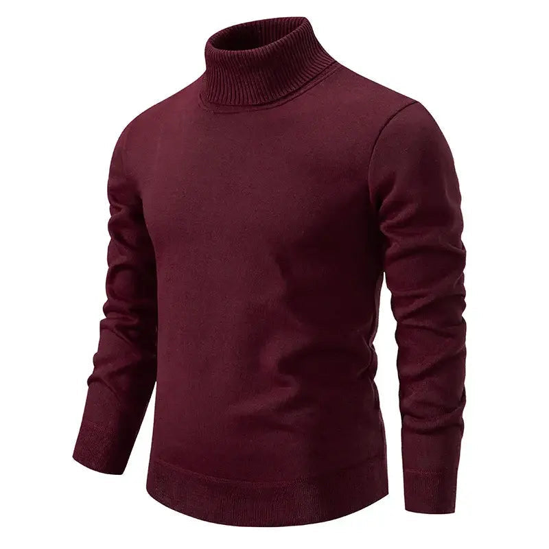 Snygg herrtröja med hög turtleneck och slimmad passform. Ett elegant val för modern herrgarderob.