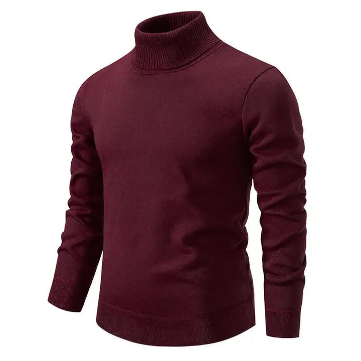 Snygg herrtröja med hög turtleneck och slimmad passform. Ett elegant val för modern herrgarderob.