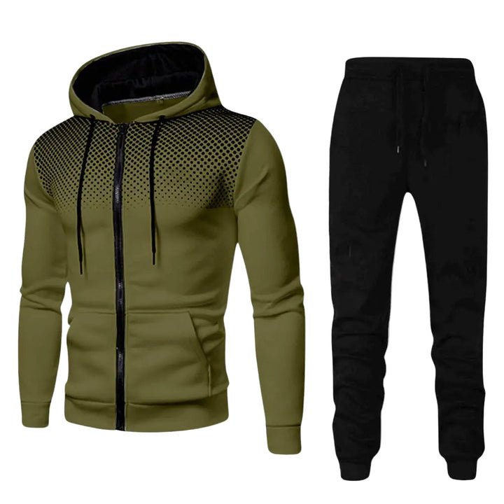 Herrarnas träningsset med mjuk hoodie och bekväma joggingbyxor för träning och avslappning.