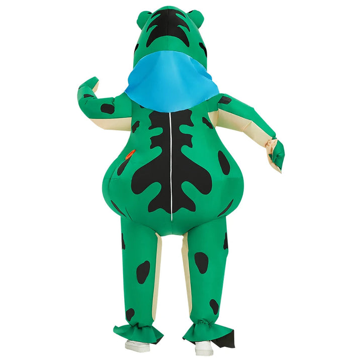 Uppblåsbar grön grodkostym för herrar, perfekt vuxenkostym för maskerad, fest och Halloween.
