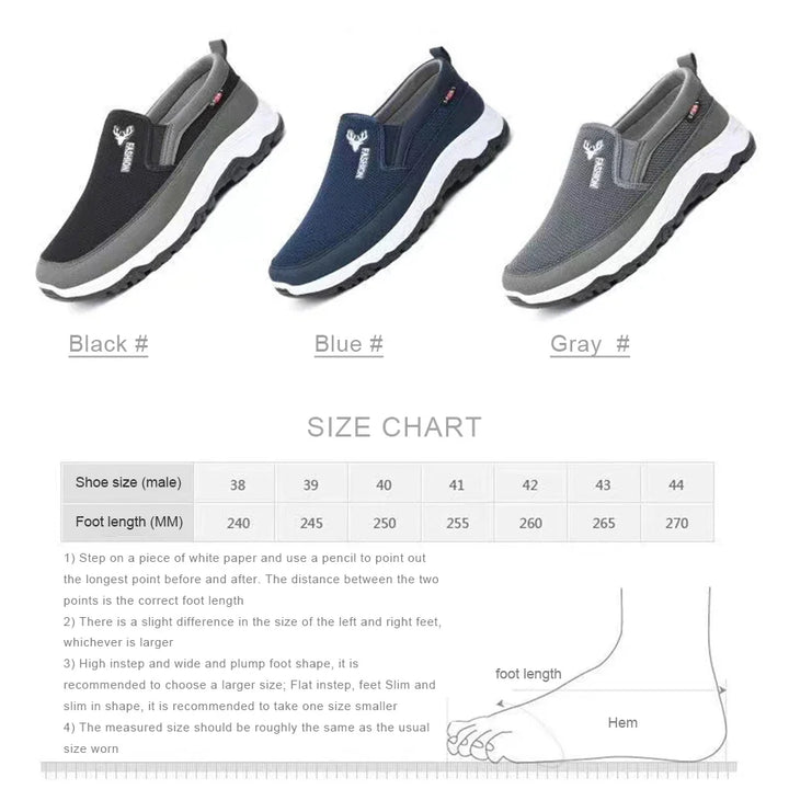 Bekväma slip-on promenadskor för herrar, perfekta som vardagsskor och fritidsskor.