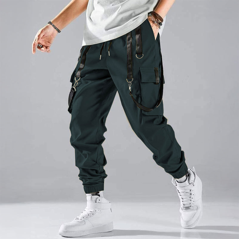 Stilrena taktiska herr-cargobyxor i streetwear-stil med bekväm passform för avslappnad look.