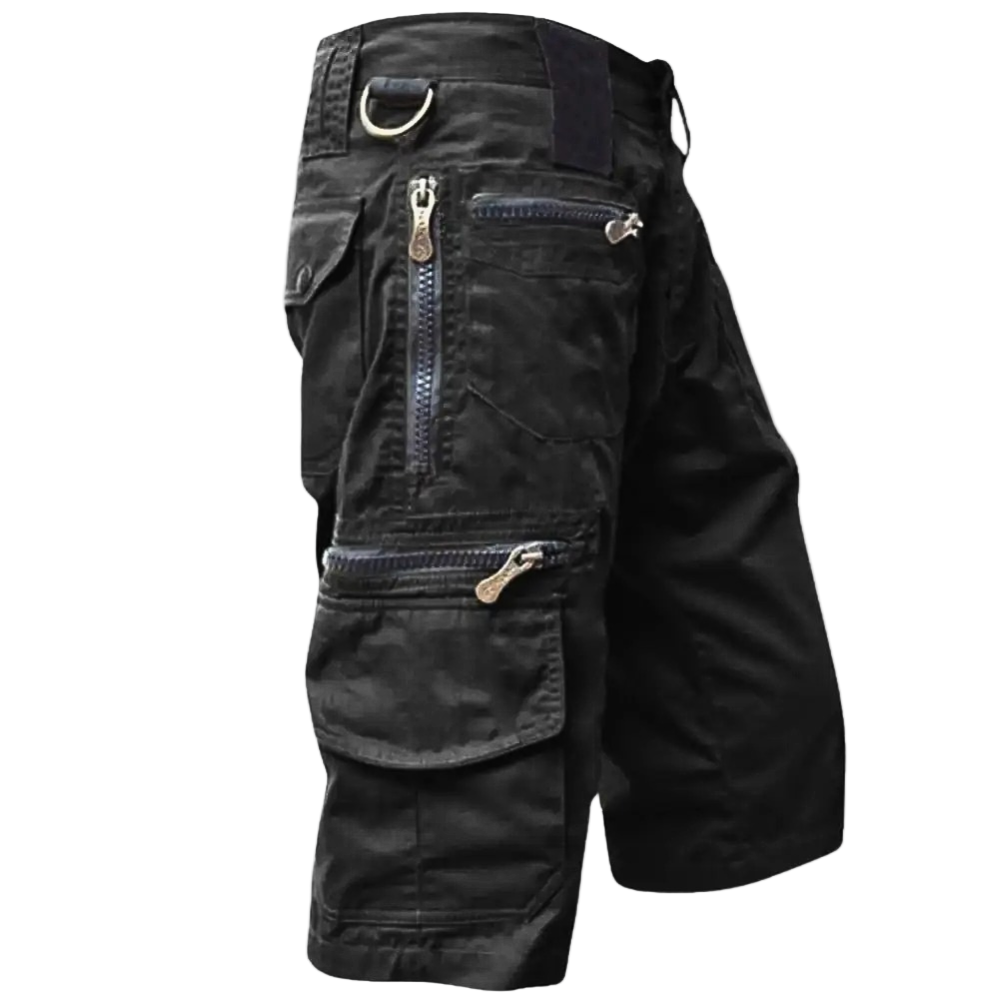 Herrars trendiga cargoshorts med flera praktiska fickor, perfekta för sommar och fritid.