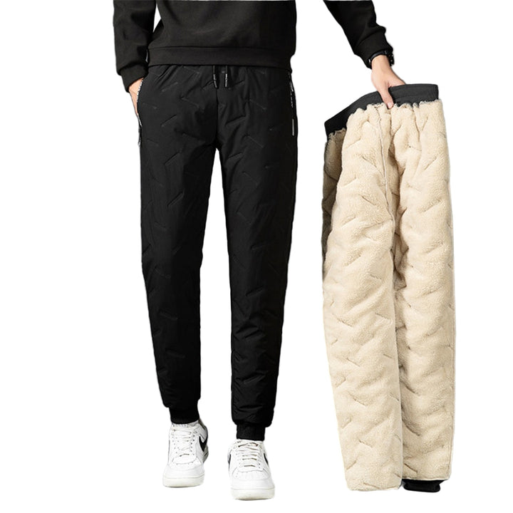 Herrars varma slimfit vinterbyxor i grått, perfekta för stil och komfort under kalla dagar.