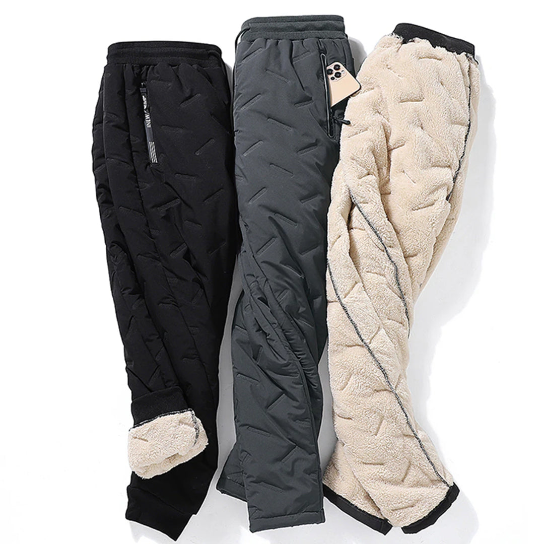 Herrbyxor i slimfit med avsmalnande ben, varma och bekväma fritidsbyxor med modern dragsko.