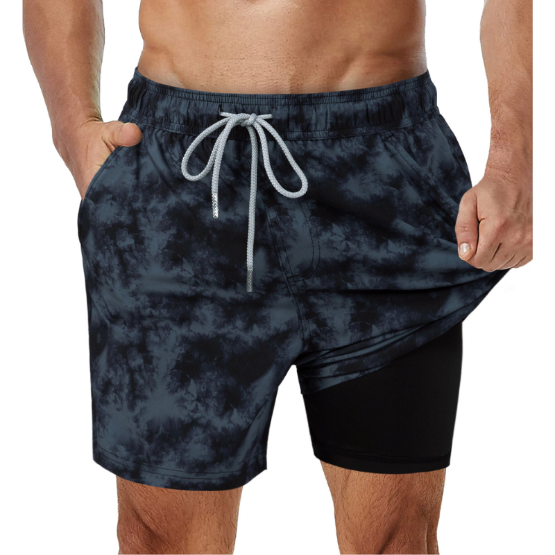 Badmode för män: 2-i-1 badshorts med fickor, utmärkta för träning och fritid vid vattnet